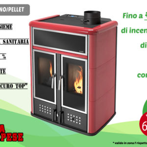 Stufa combinata legno pellet Klover Dual 27.4 kW Idrotermica Campese